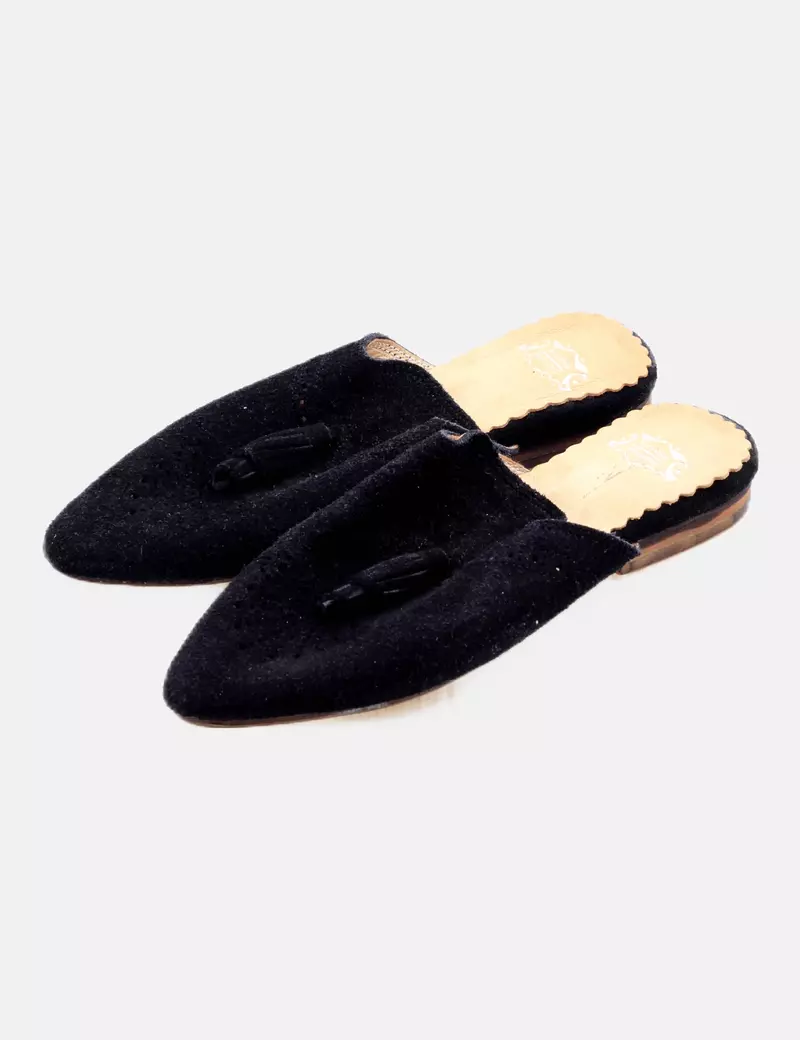 BLACK TEXTURED SUPER ROYAL Mules - Shop now