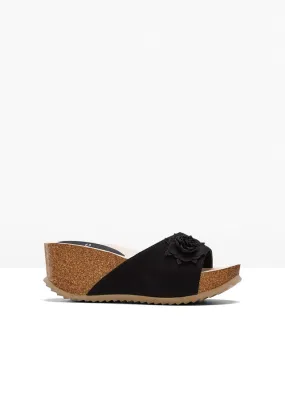 Black wedge mules