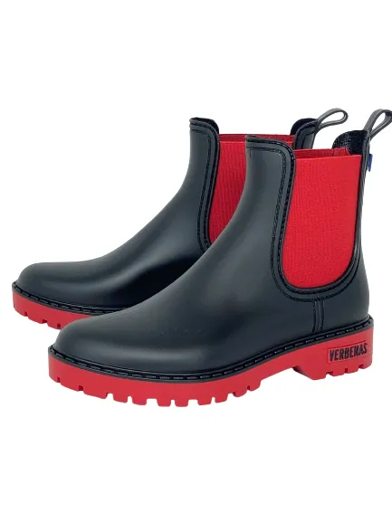 Black/Red Rain Women's Booties.