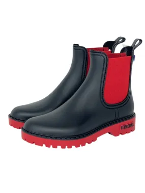 Black/Red Rain Women's Booties.