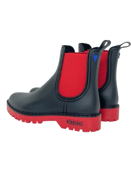 Black/Red Rain Women's Booties.