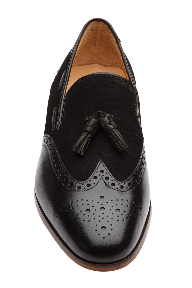 BROGUE COMBINATION TASSEL LOAFER-B