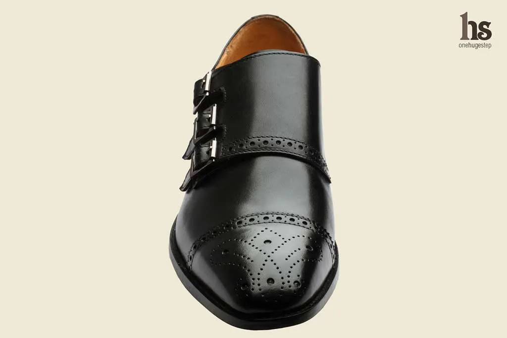 Brogue Monk Black Shoe