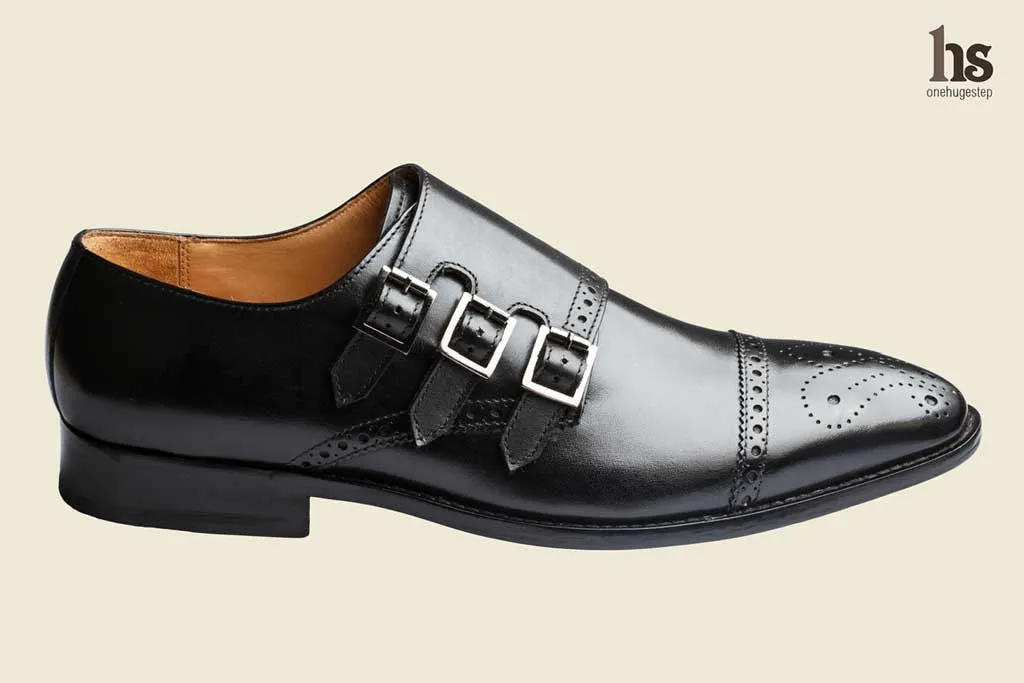 Brogue Monk Black Shoe