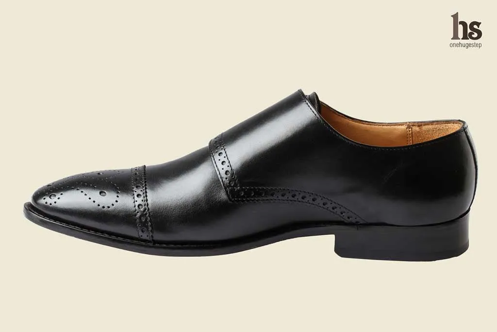 Brogue Monk Black Shoe