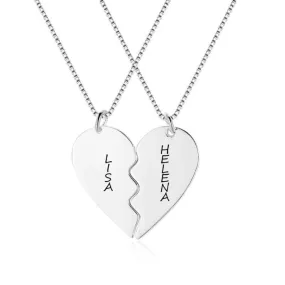 Broken Heart Matching Couple Necklaces Personalized with Names