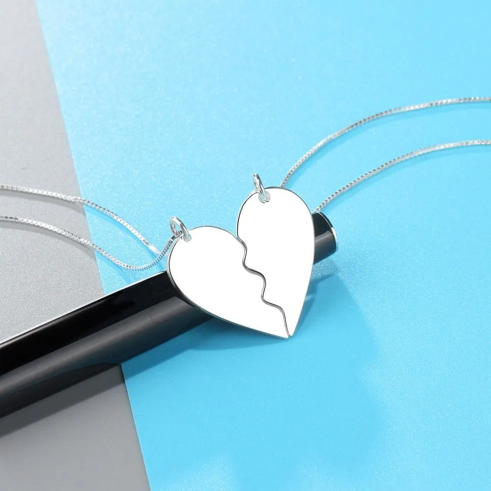 Broken Heart Matching Couple Necklaces Personalized with Names