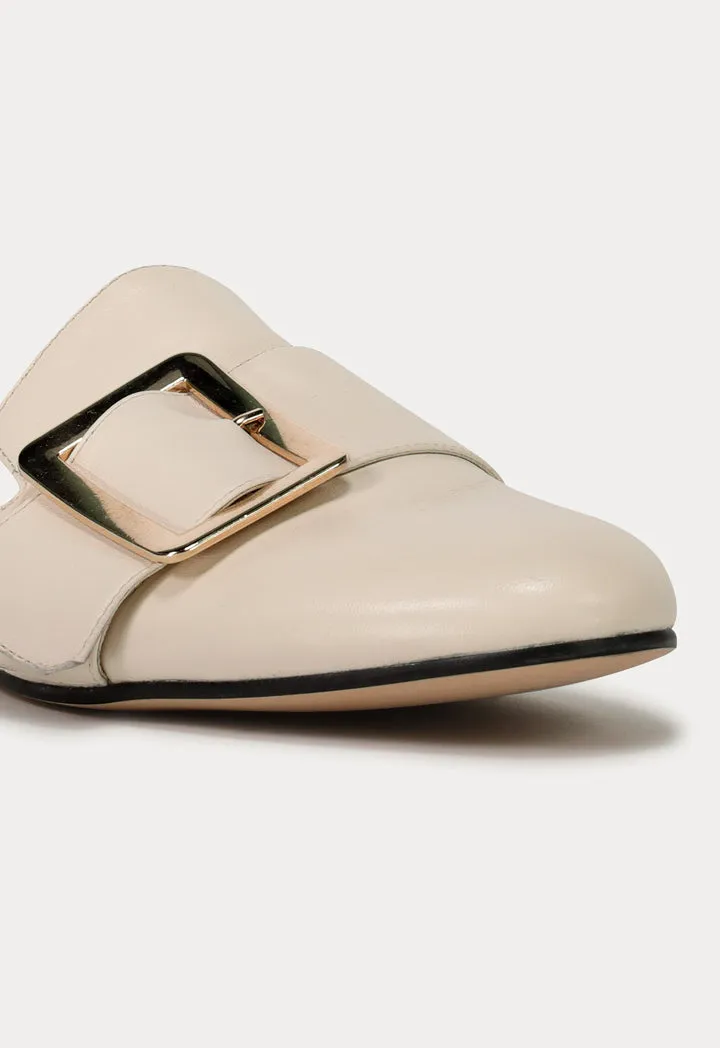 Buckle flat mules with round toe - Buy now!