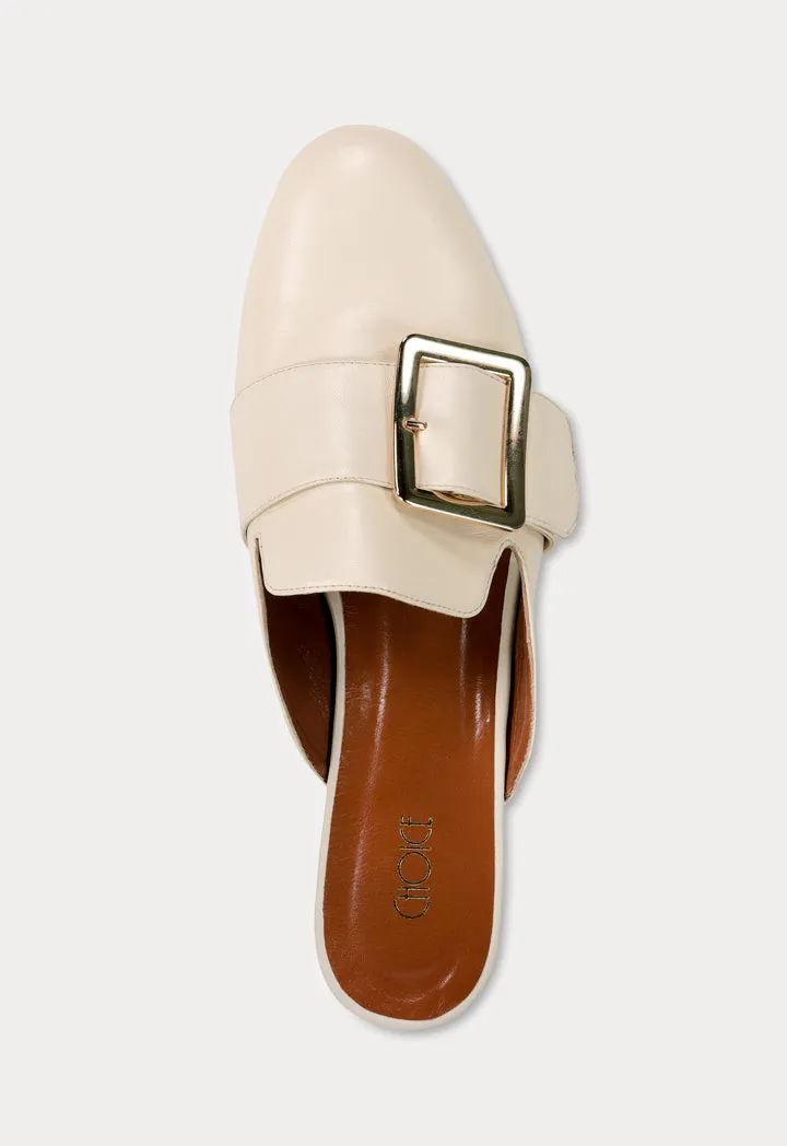 Buckle flat mules with round toe - Buy now!