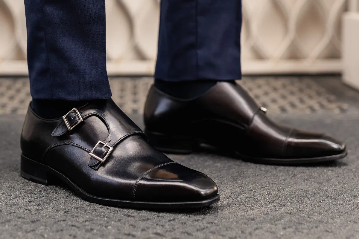 Burton Double Monk Strap - Nero: Shop now for the best menswear footwear.