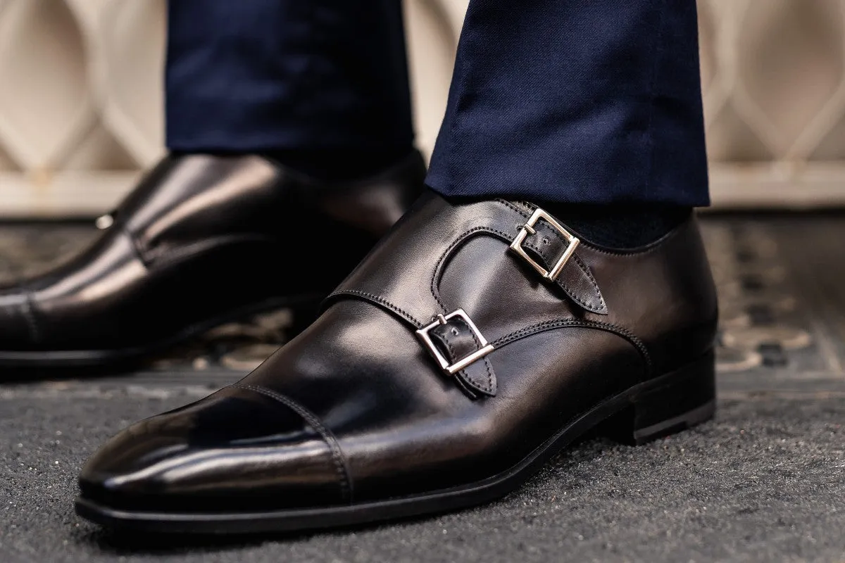 Burton Double Monk Strap - Nero: Shop now for the best menswear footwear.