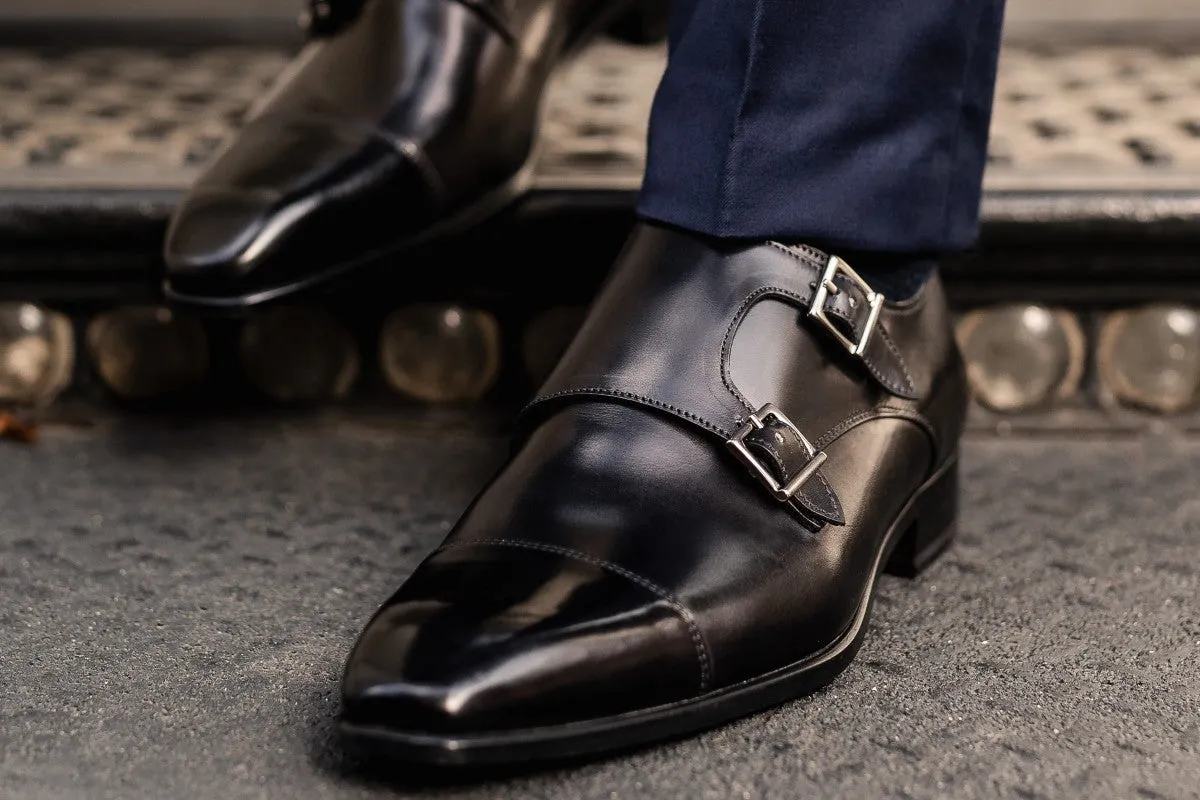 Burton Double Monk Strap - Nero: Shop now for the best menswear footwear.