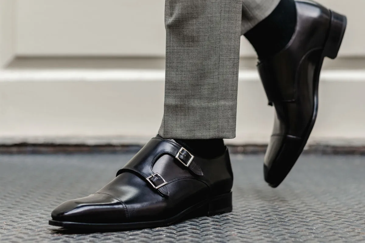 Burton Double Monk Strap - Nero: Shop now for the best menswear footwear.