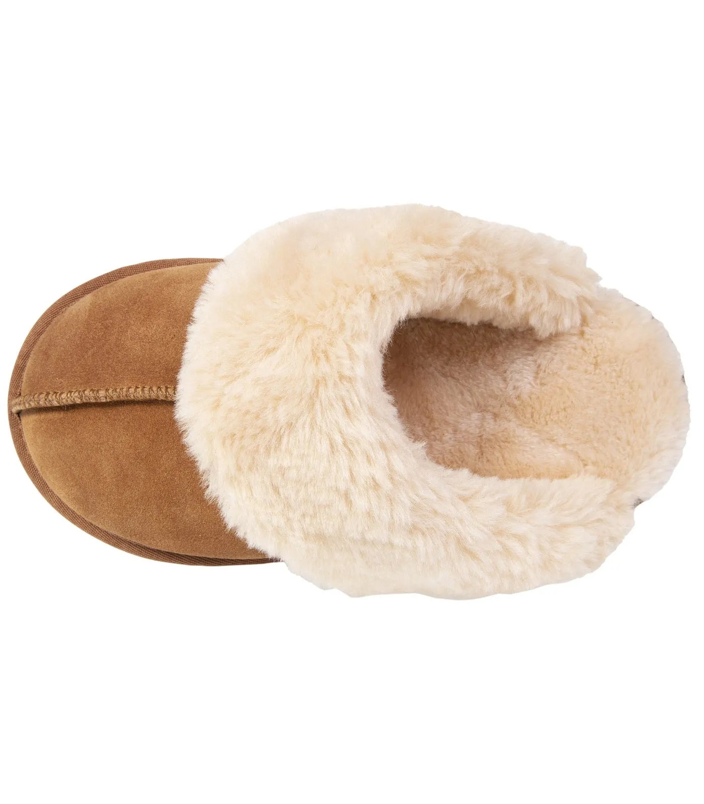 Camel women's fur-lined mule slippers