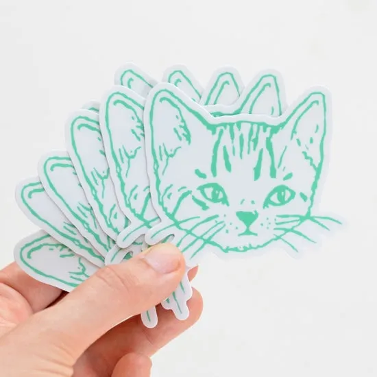 Cats Die Cut Vinyl Sticker - Green