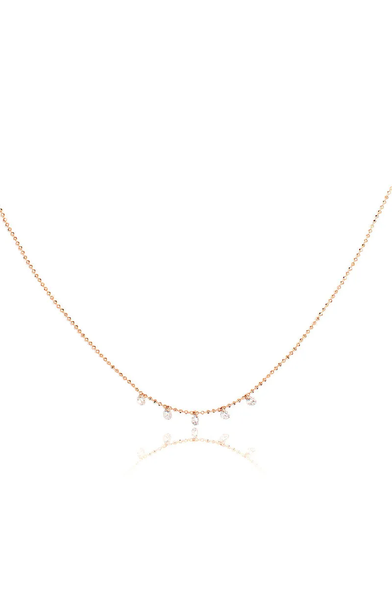 Celeste 5 Floating Diamond Necklace - Rose Gold