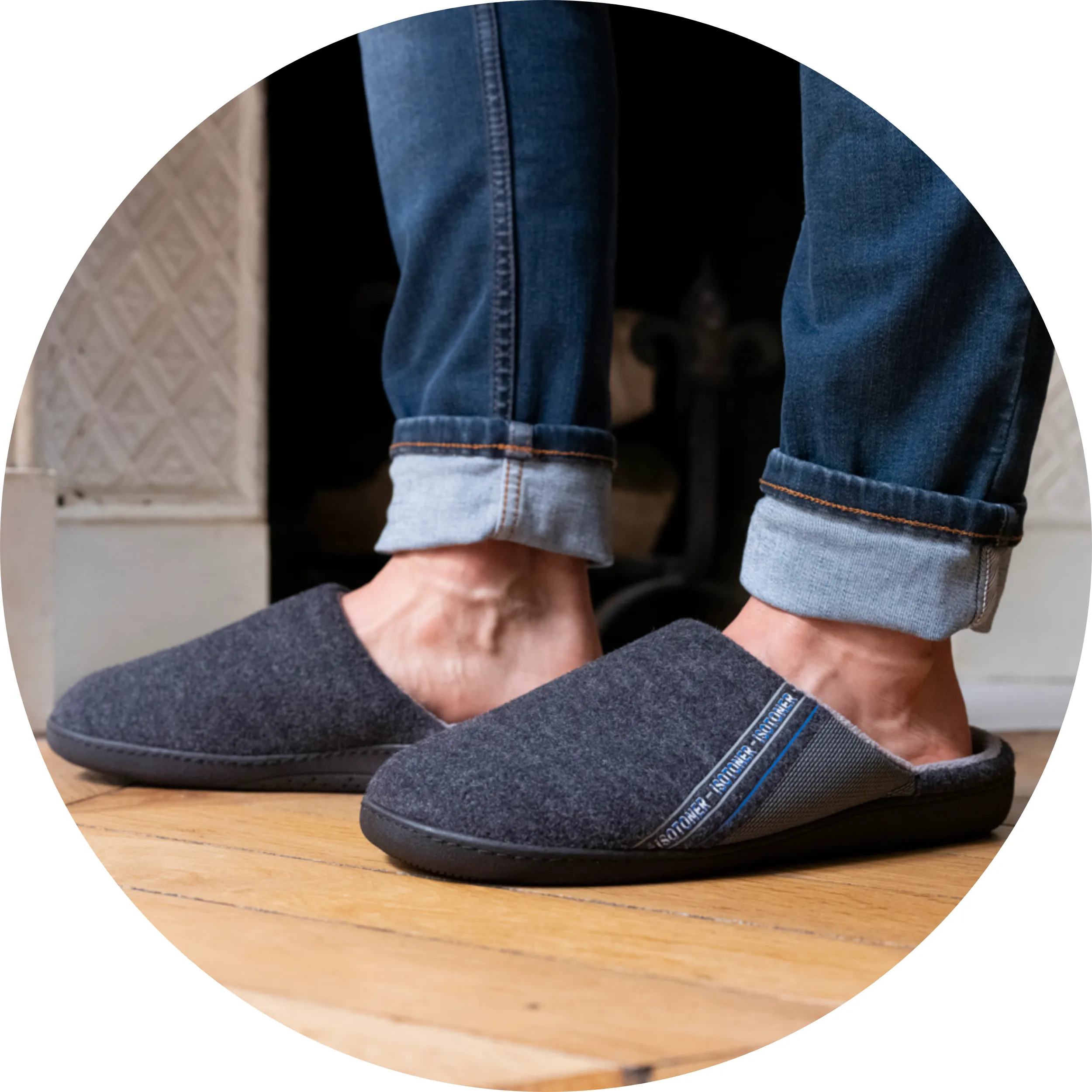 Chaussons mules recyclées Homme Gris Chiné