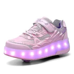 Children's Sneakers with Double Wheels and LED Lights - Q7-YKY