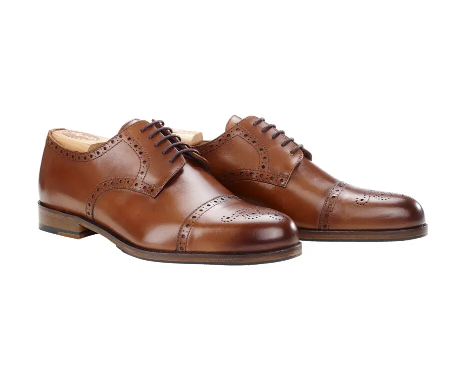 Chocolate Derby Shoes with Leather Outsole and Rubber Pad in BALDERTON PATIN