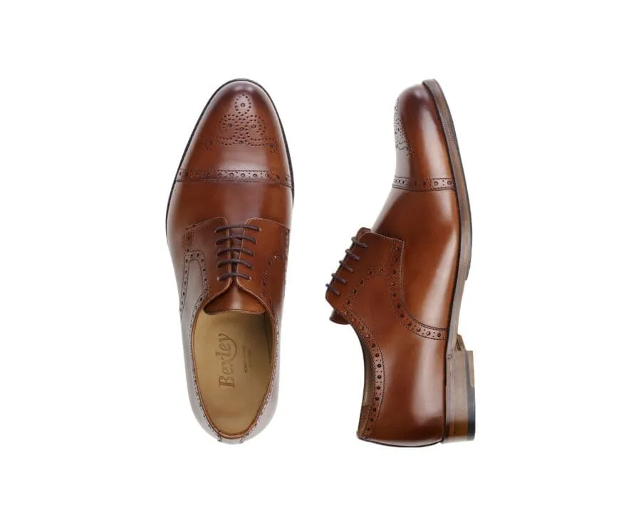 Chocolate Derby Shoes with Leather Outsole and Rubber Pad in BALDERTON PATIN