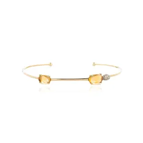 Citrine Diamond Cluster Cuff Bangle