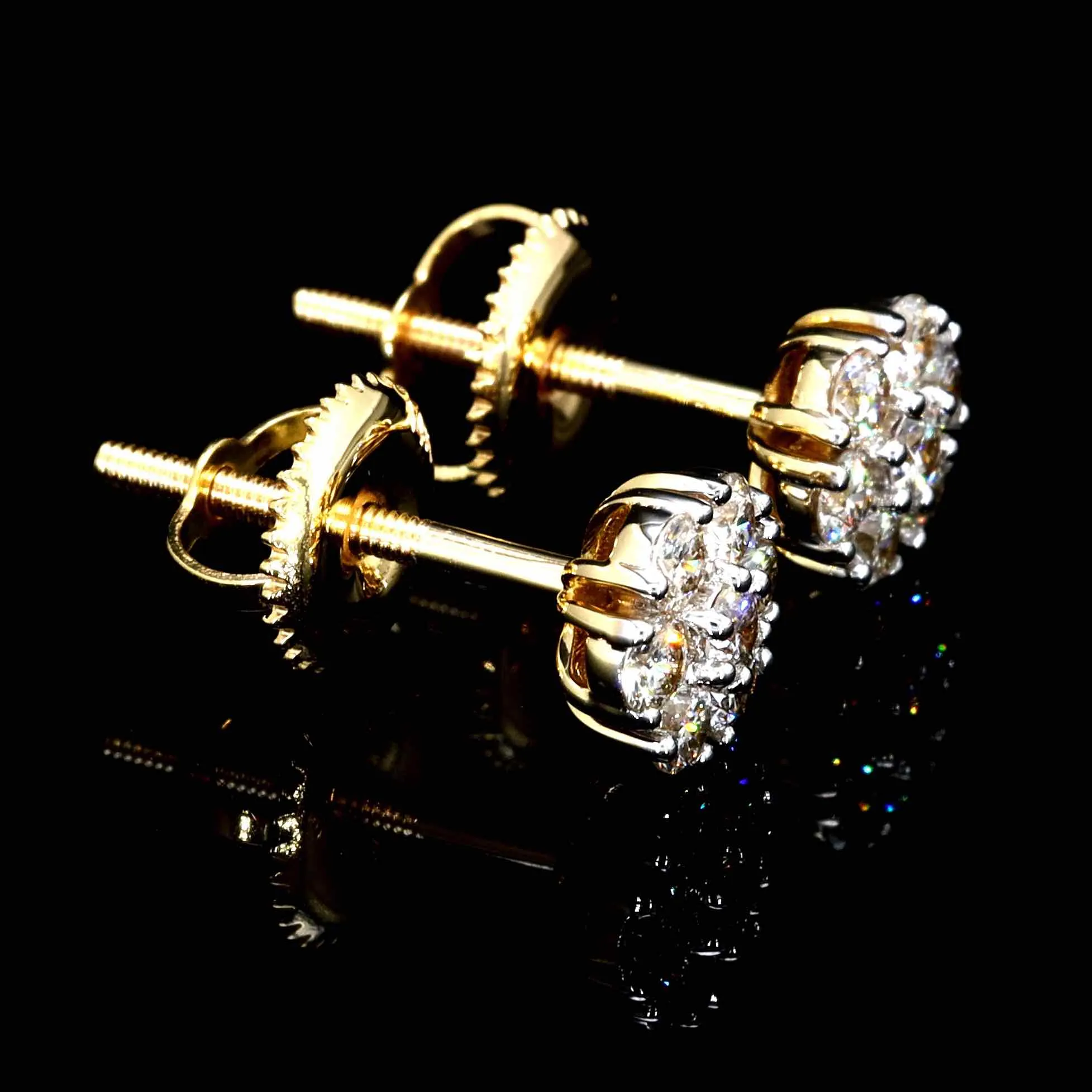 Cluster Diamond Earrings 14K Gold