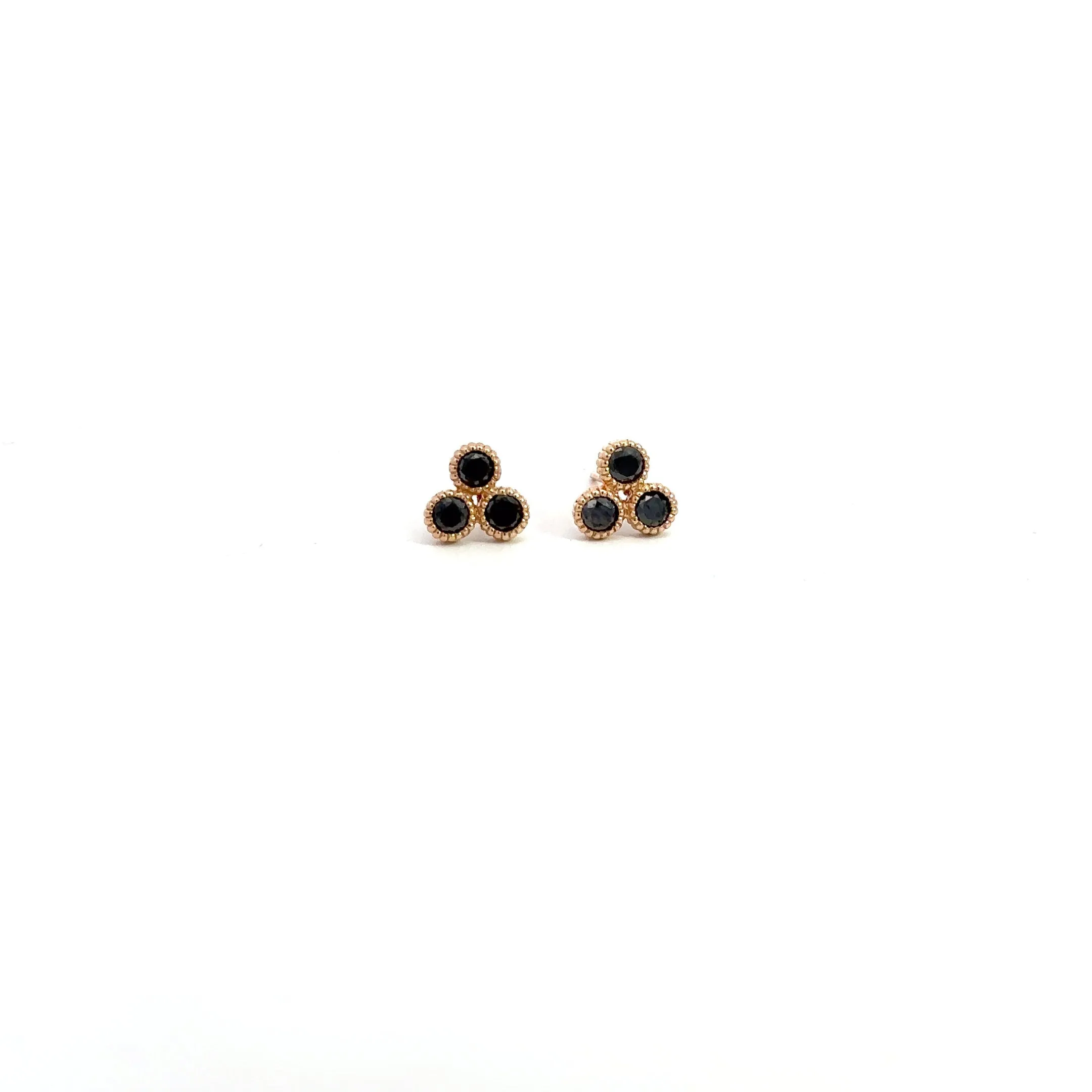 Cluster of 3 Black Diamond Studs - 4mm Size