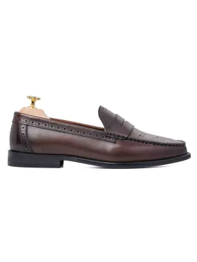 Coffee Brogue Penny Loafer