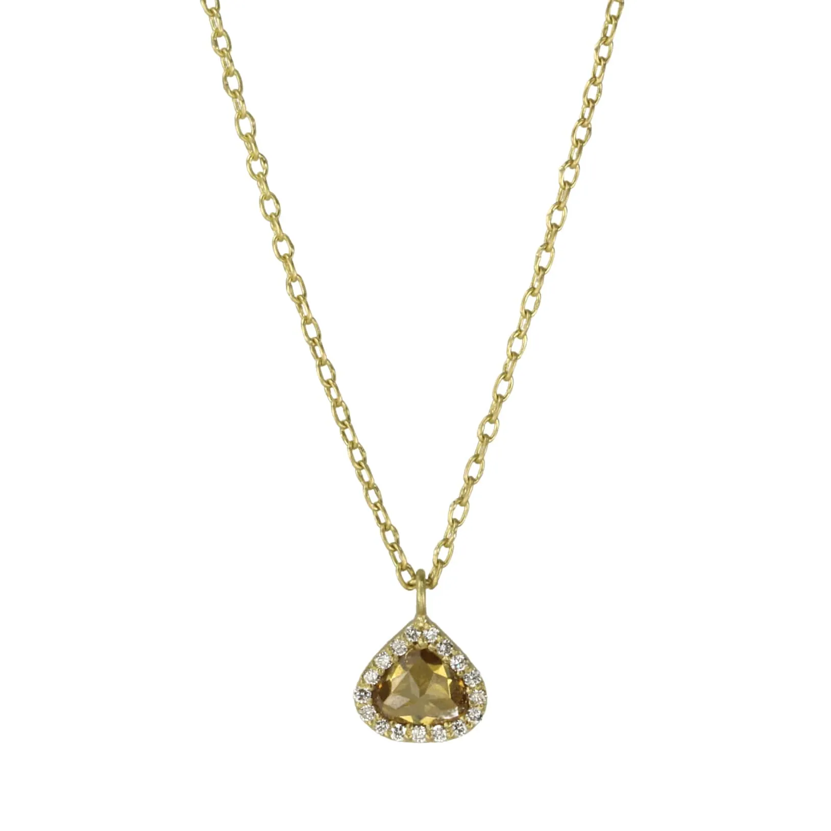 Cognac Diamond Pear Pendant Necklace