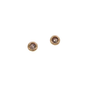 Cognac Diamond Stud Earrings with Rosecut Design