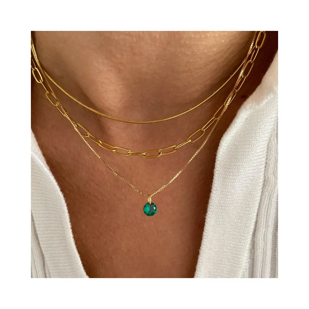 Collar Diamond Verde Oro