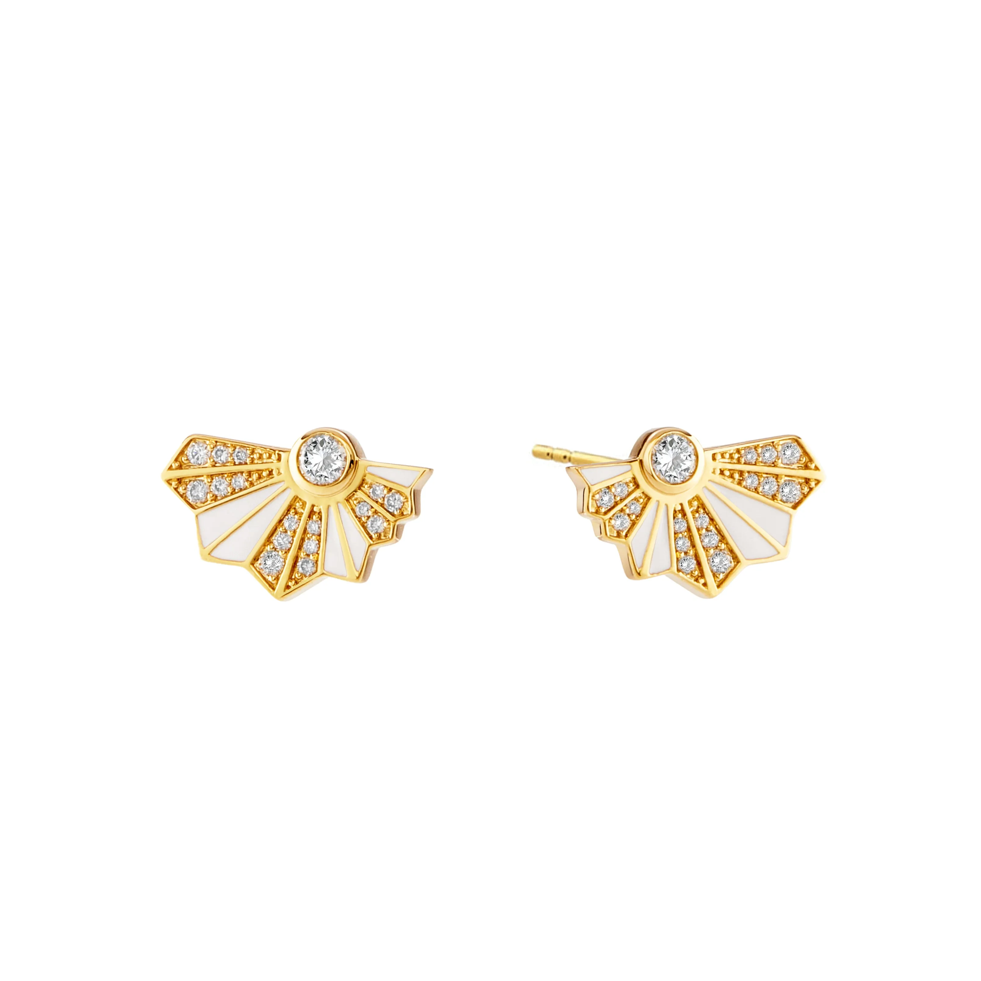 Cosmic Diamond Stud Earrings with Enamel Coating