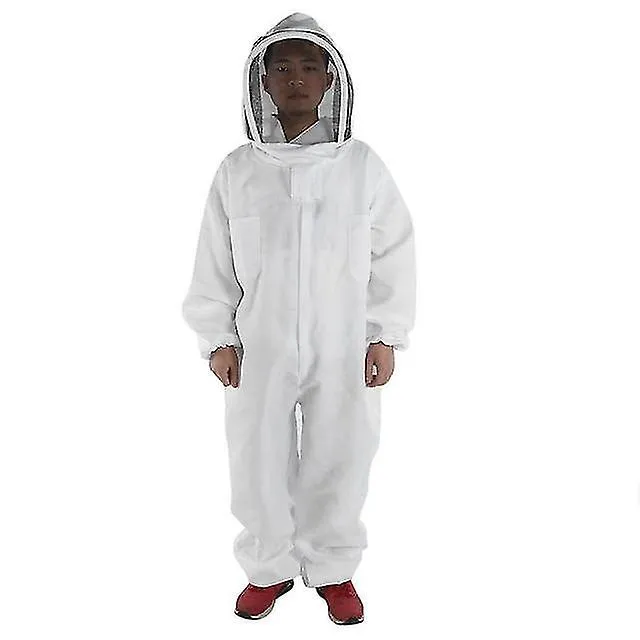 Cotton Beekeeping Clothing Full Body Suit with Veil Hood Hat - XXL