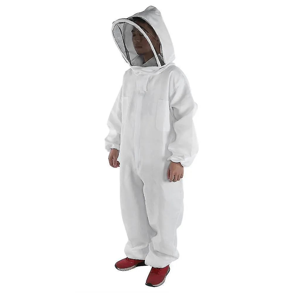 Cotton Beekeeping Clothing Full Body Suit with Veil Hood Hat - XXL