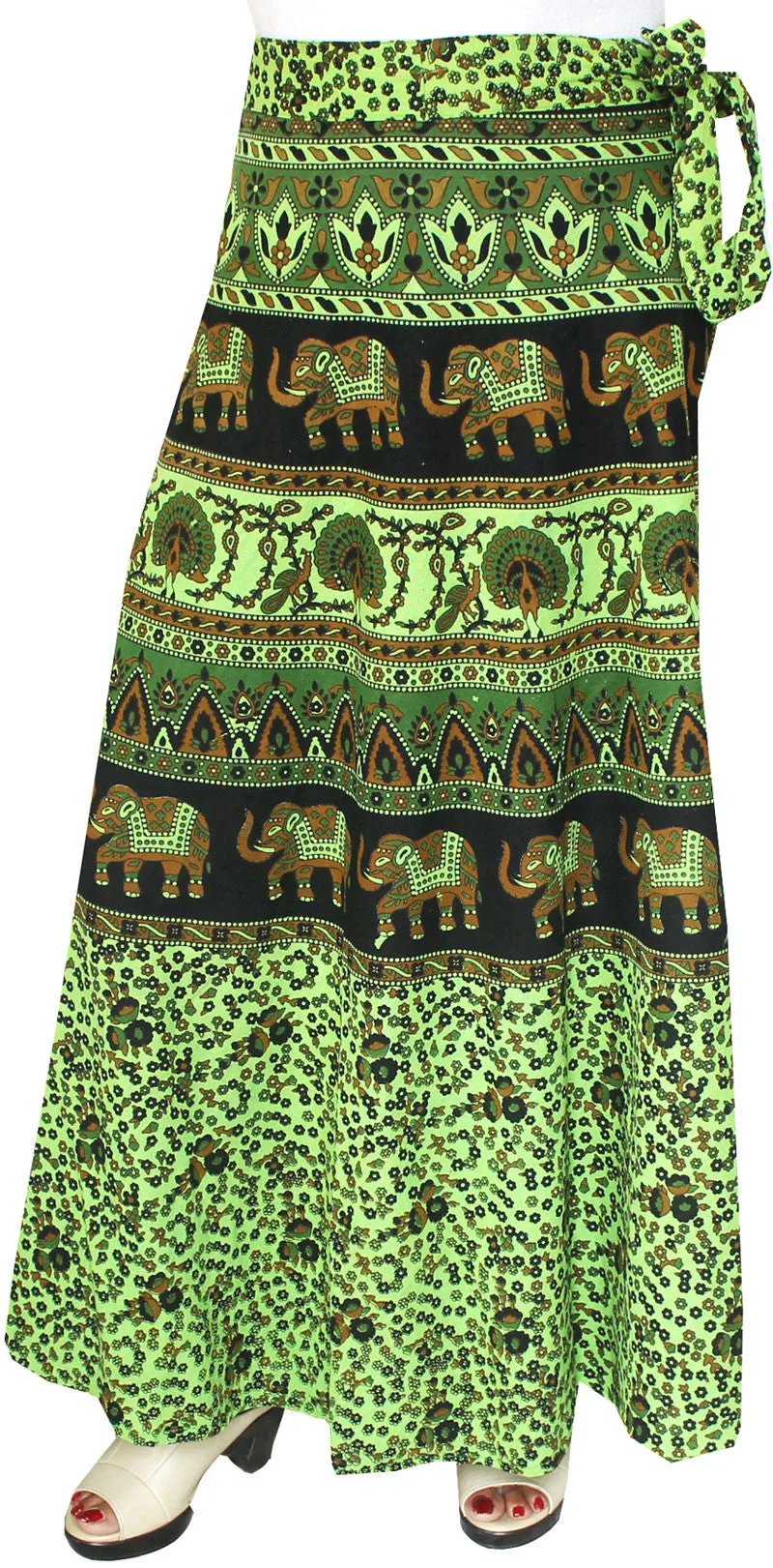 Cotton Long Skirt Indian Womens Clothing - Green