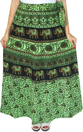 Cotton Long Skirt Indian Womens Clothing - Green