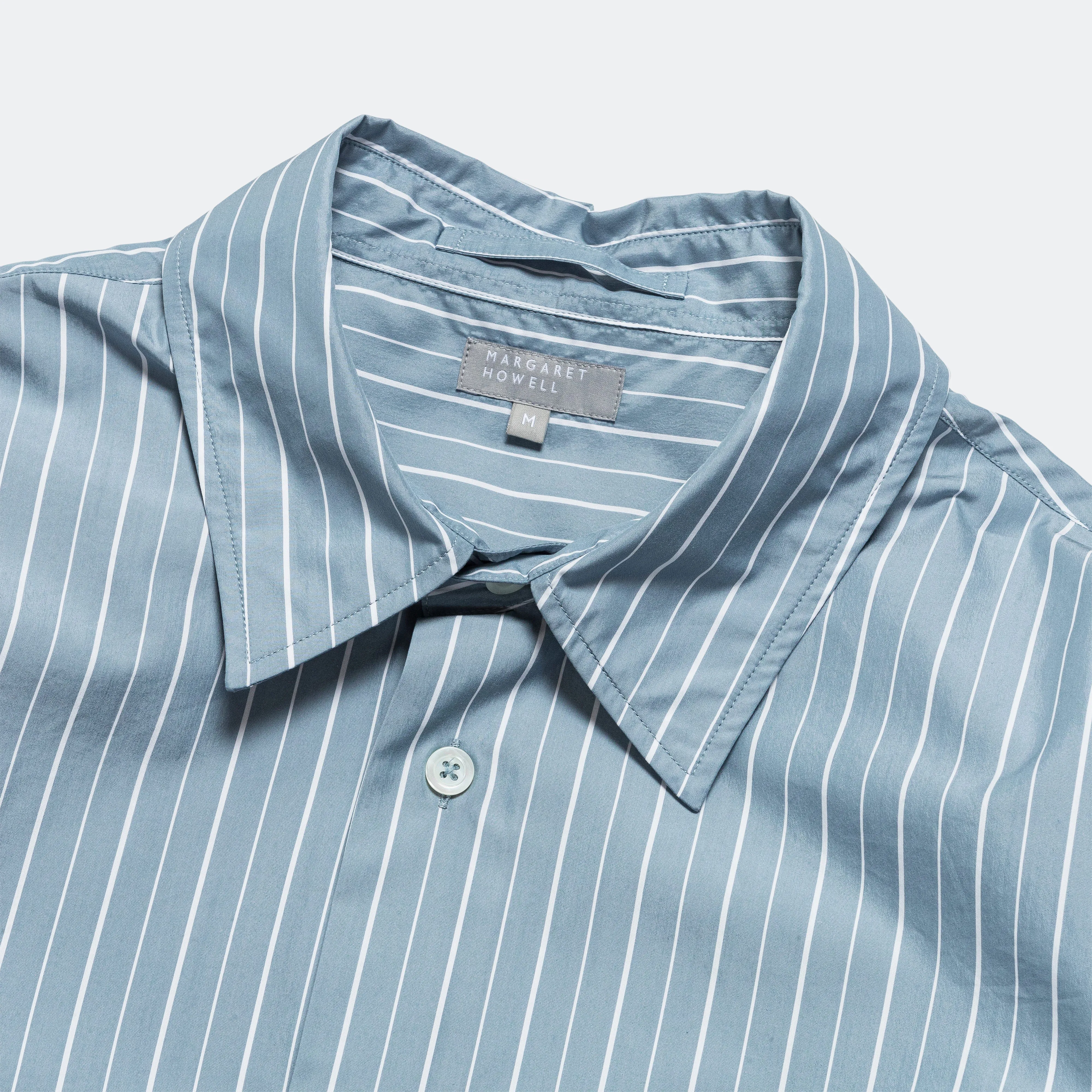 Cotton Silk Stripe Shirt - Blue/White