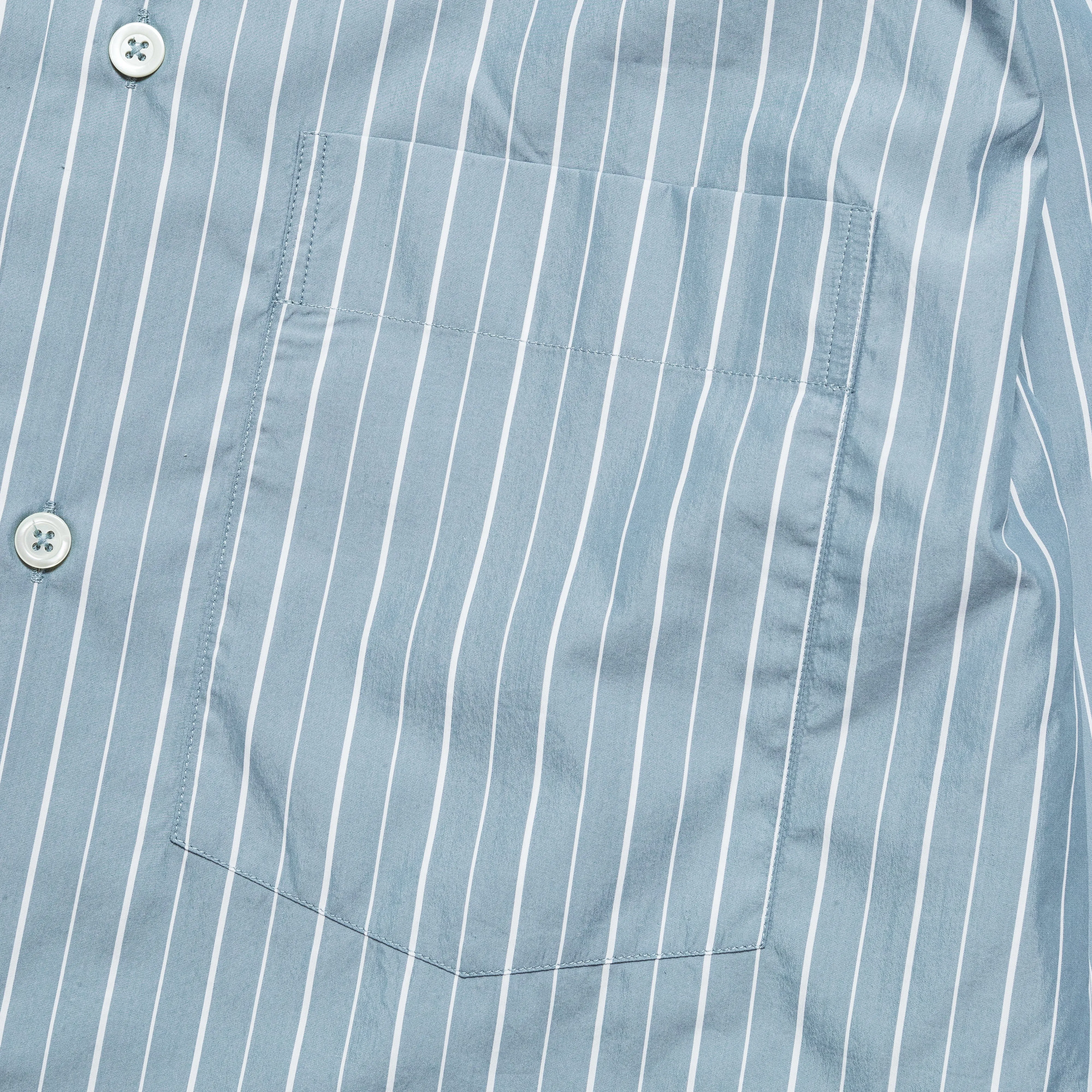 Cotton Silk Stripe Shirt - Blue/White