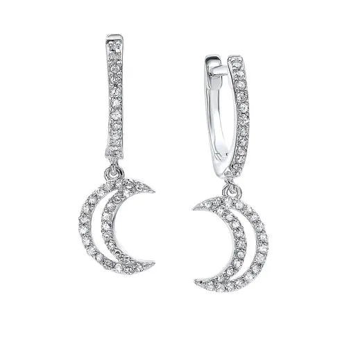 Crescent Diamond Drop Earrings 14K White Gold 1/4 ct. tw.