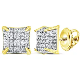 Cube Micro Pave Diamond Earrings, .33cttw, 10K Yellow Gold for sale online