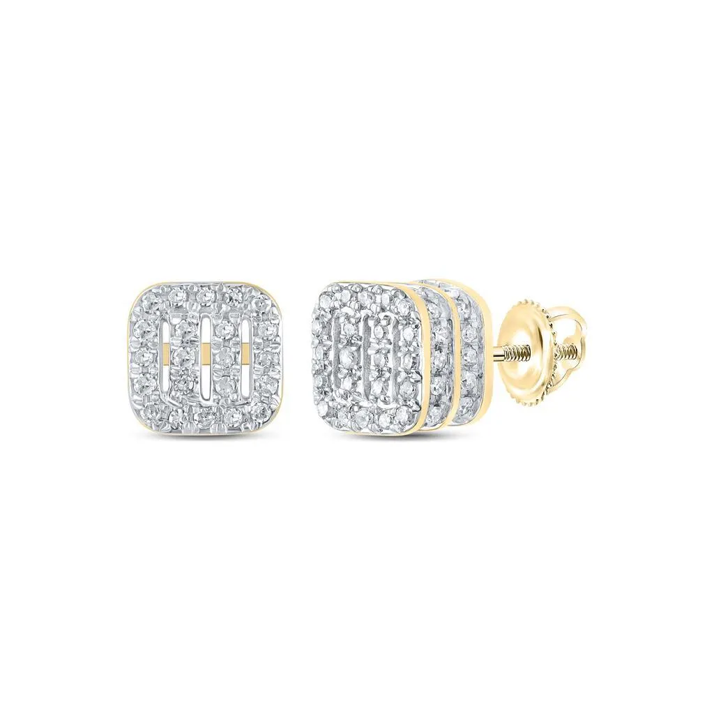 Cushion Bars Diamond Earrings 10K Yellow Gold - .33cttw, Double 3D, Affordable