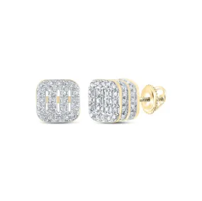 Cushion Bars Diamond Earrings 10K Yellow Gold - .33cttw, Double 3D, Affordable