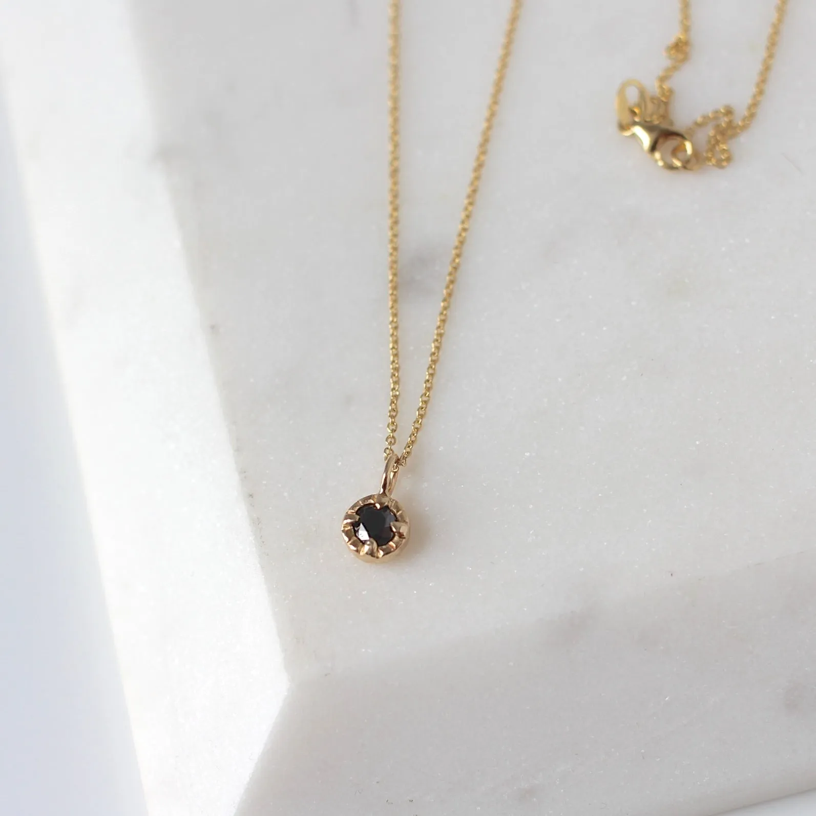 Custom Round Black Diamond Sun Pendant Necklace