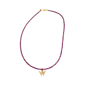 Dainty Ruby Butterfly Necklace