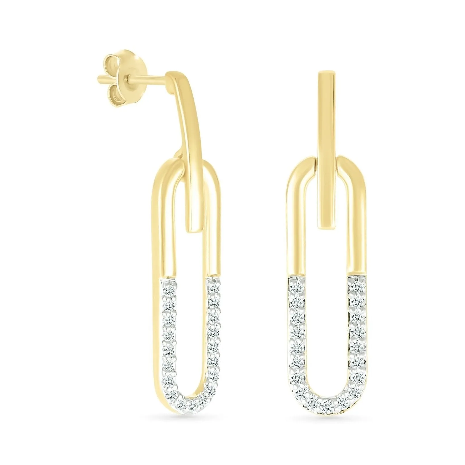 Dangling Paperclip Diamond Stud Earrings