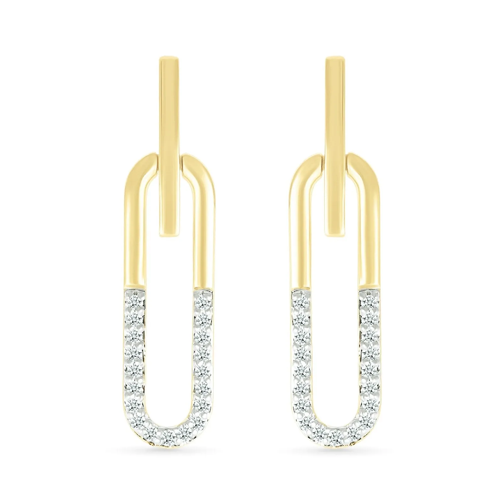 Dangling Paperclip Diamond Stud Earrings