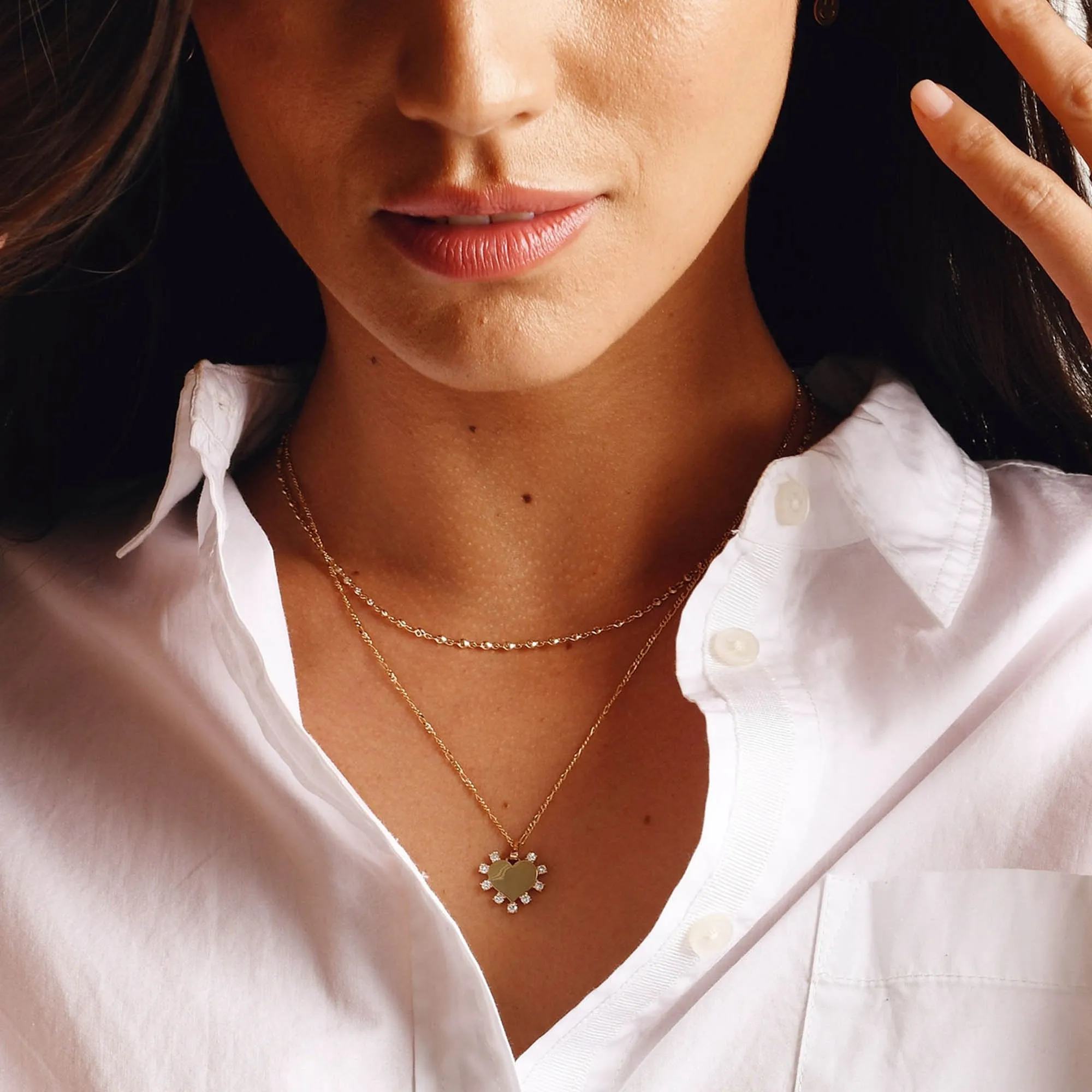 Dazzling Diamond Necklace with Ember Accents