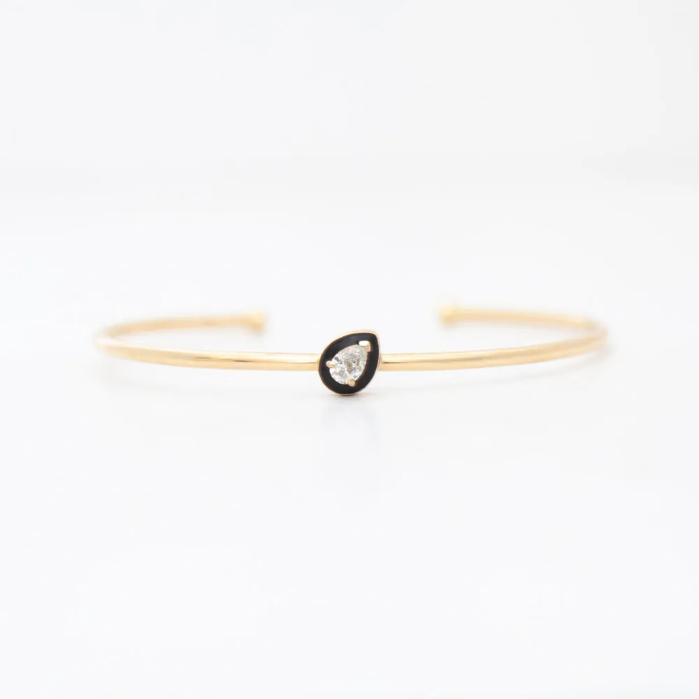 Diamond and Enamel Bangle with Pear Design