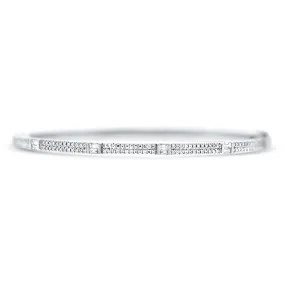 Diamond Bangle Bracelet - Shiny White Gold Diamond Bangle with Sparkling Gems - Exclusive Jewelry