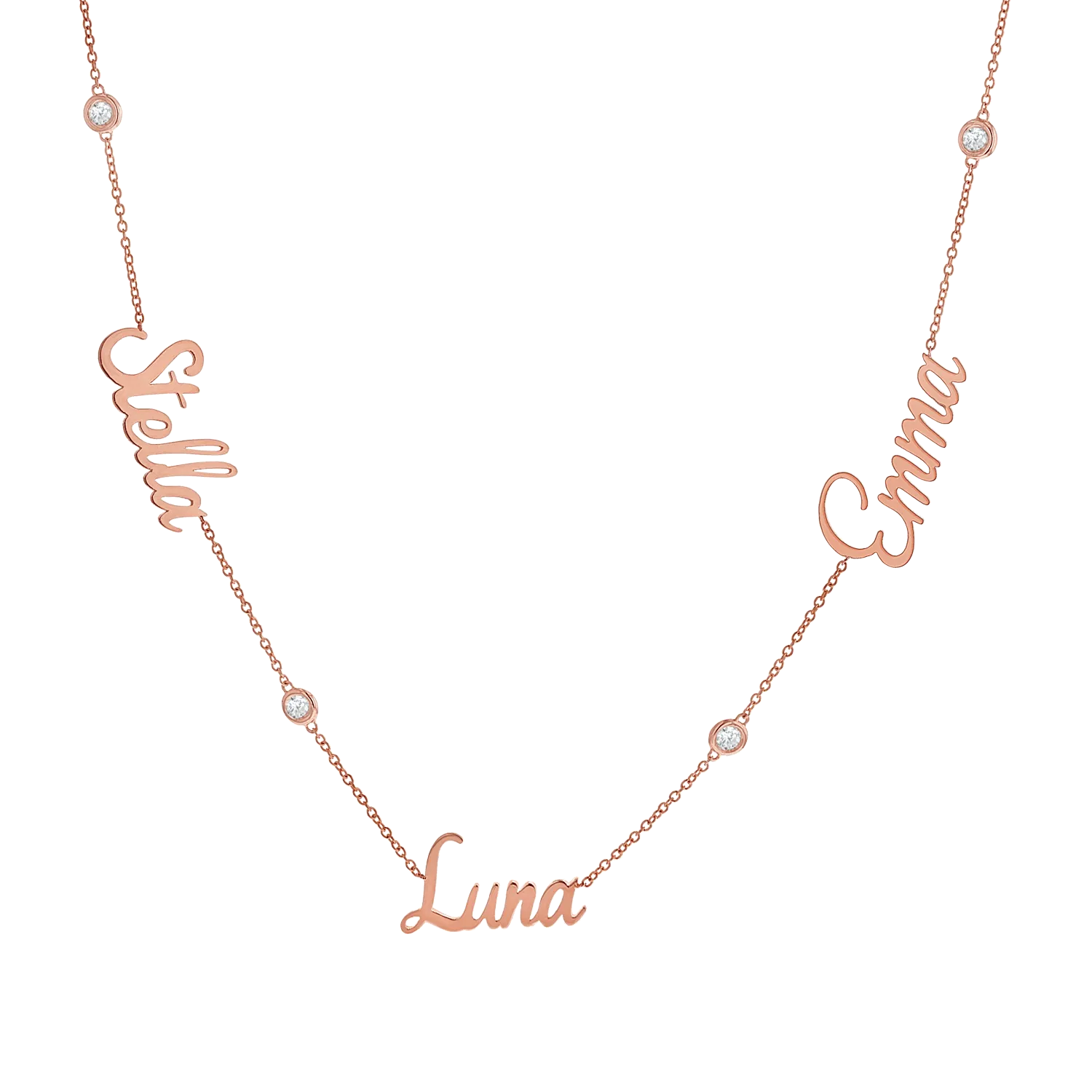 Diamond Bezel Personalized Name Necklace